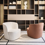 FELIX Monolitna fotelja u obliku školjke od kože i tkanine