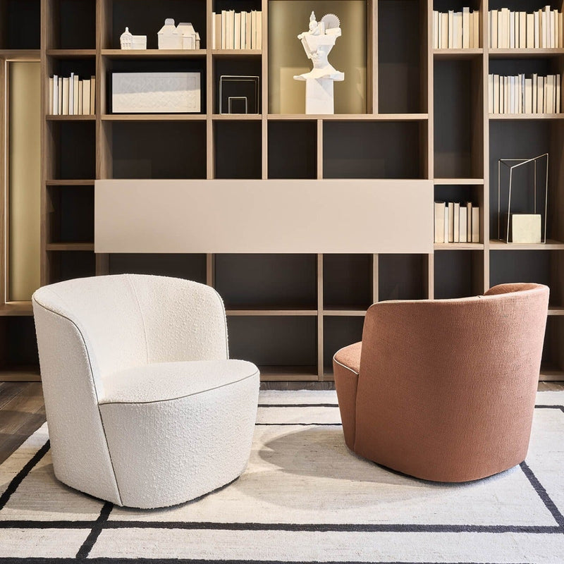 FELIX Monolitna fotelja u obliku školjke od kože i tkanine