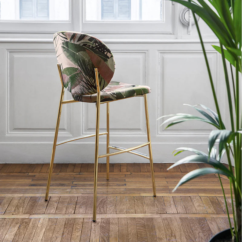 INÈS Padded stool with metal frame