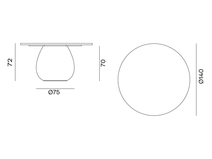 INOUT Round dining table with cement base