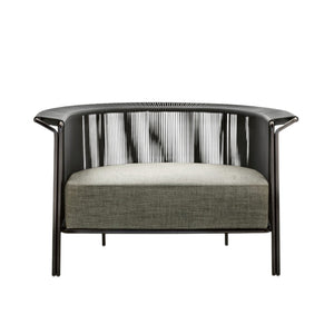 ALTON Armchair with metal frame and backrest in hide cord