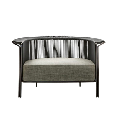 ALTON Armchair with metal frame and backrest in hide cord