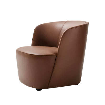 FELIX Monolithic shell-shaped armchair in leather and fabric