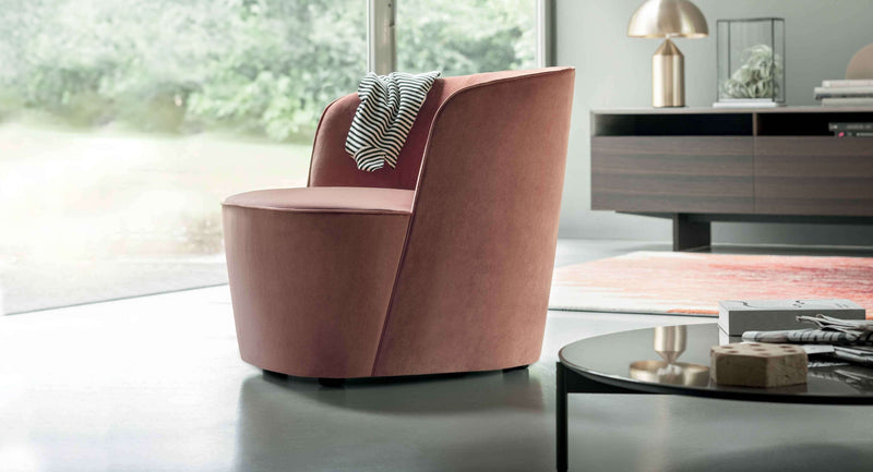 FELIX Monolitna fotelja u obliku školjke od kože i tkanine