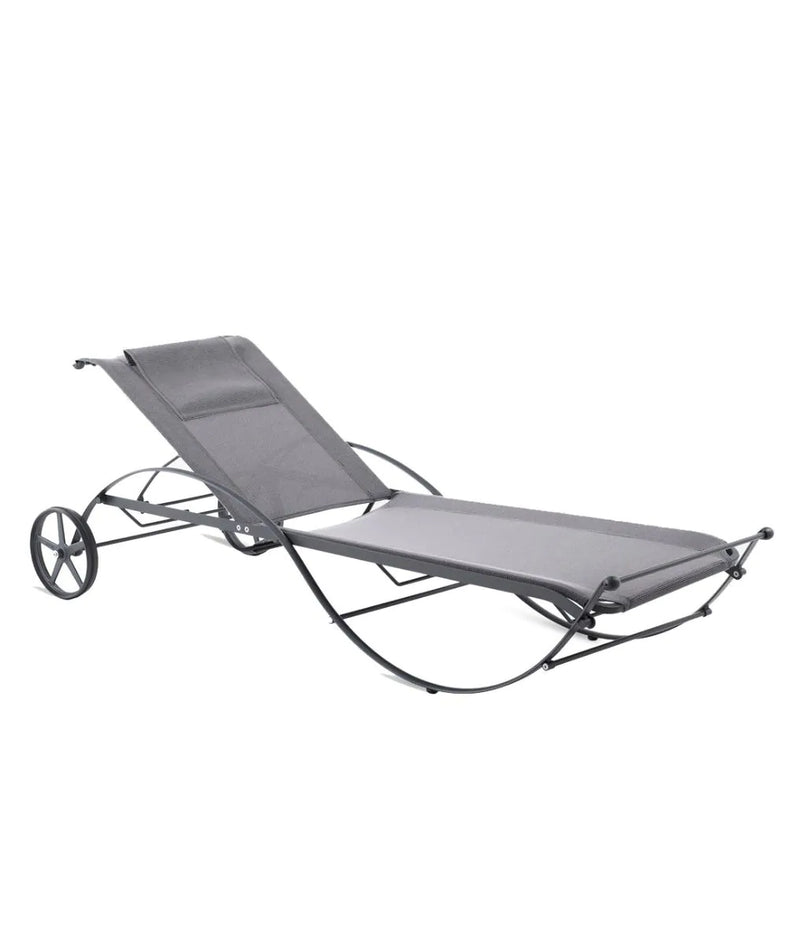 AURORA sunlounger in graphite with brown fabric