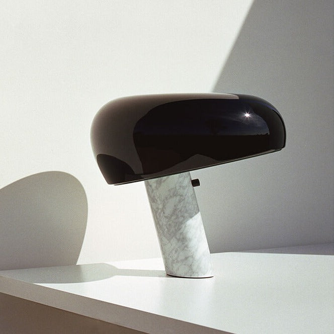 SNOOPY Table lamp with white Carrara's marble base, orange