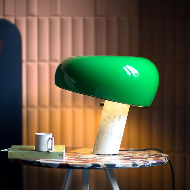 SNOOPY Table lamp with white Carrara's marble base, orange