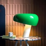 SNOOPY Table lamp with white Carrara's marble base, green