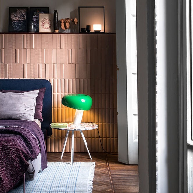 SNOOPY Table lamp with white Carrara's marble base, orange