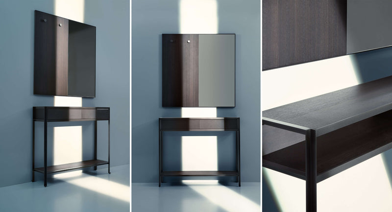 LINA Konzolni stol s ladicama i ogledalom/ručkama za vješalice