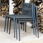LUCE stackable chair in graphite aluminium and rope