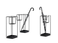 DUO Umbrella stand in metal black painted.