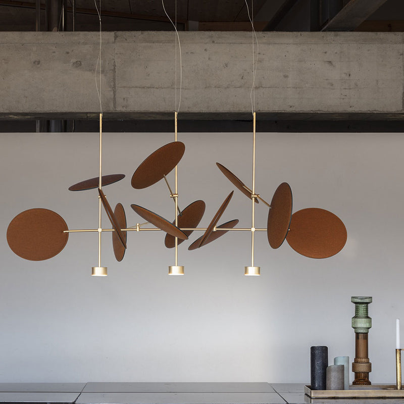 DIVA Suspension lamp with metal structure with adjustable disc holder arms