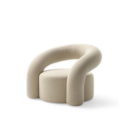 NORA Padded armchair with metal and curved wood structure
