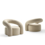 NORA Padded armchair with metal and curved wood structure