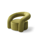 NORA Padded armchair with metal and curved wood structure
