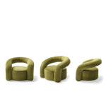 NORA Padded armchair with metal and curved wood structure