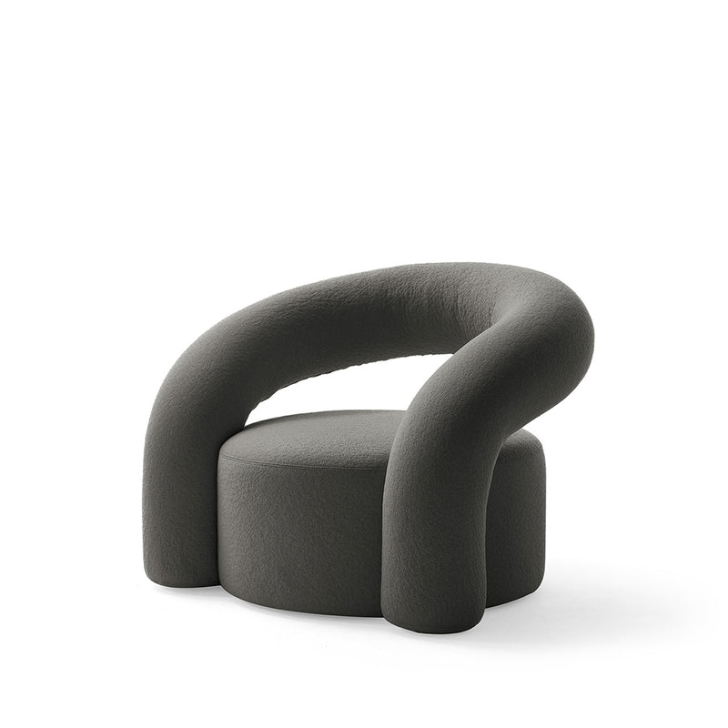 NORA Padded armchair with metal and curved wood structure