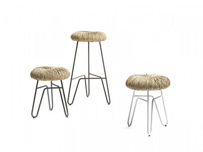 DONUT Stool with padded straw seating
