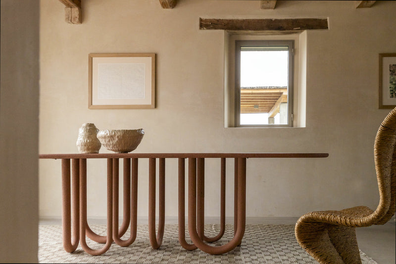 MEDUSA Dining table with metal base and MDF top