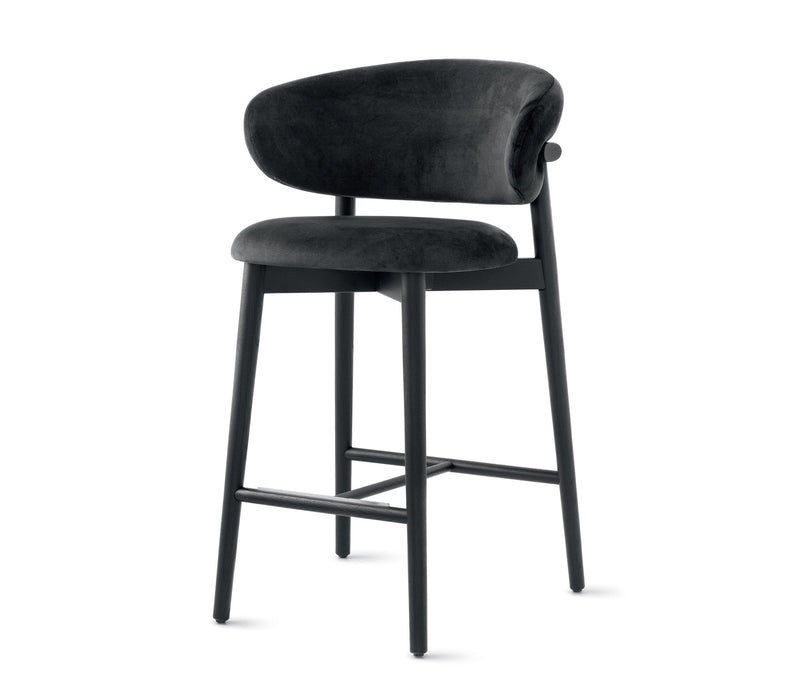 OLEANDRO Tapecirani visoki stolac s drvenom bazom