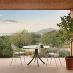 PETALE Hand-woven dining armchair with grid pattern