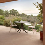 PETALE Hand-woven dining armchair with grid pattern