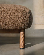 GRANITE Chenille armchair with solid ash wood legs