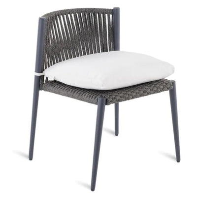 LUCE stackable chair in graphite aluminium and rope