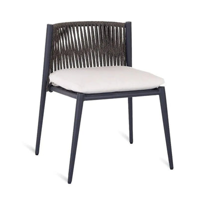 LUCE Chair in graphite with aluminium seat and rope backrest