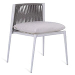 LUCE Chair in white with aluminium seat and rope backrest
