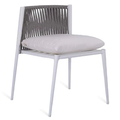 LUCE Chair in white with aluminium seat and rope backrest