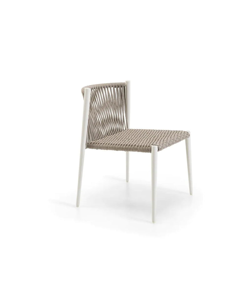 LUCE stackable chair in white aluminium and rope