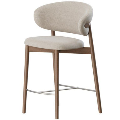 OLEANDRO Tapecirani visoki stolac s drvenom bazom