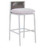 LUCE Tabure u bijeloj boji s aluminijskim sjedalom i naslonom od užeta