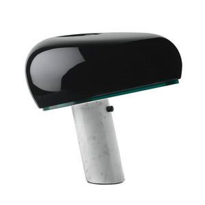 SNOOPY Stolna lampa s podnožjem od bijelog Carrara mramora, crna