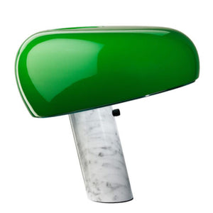 SNOOPY Stolna lampa s podnožjem od bijelog Carrara mramora, zelena