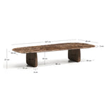 PIRITA coffee table in brown marble with solid oak wood legs with a dark finish 147 x 65cm