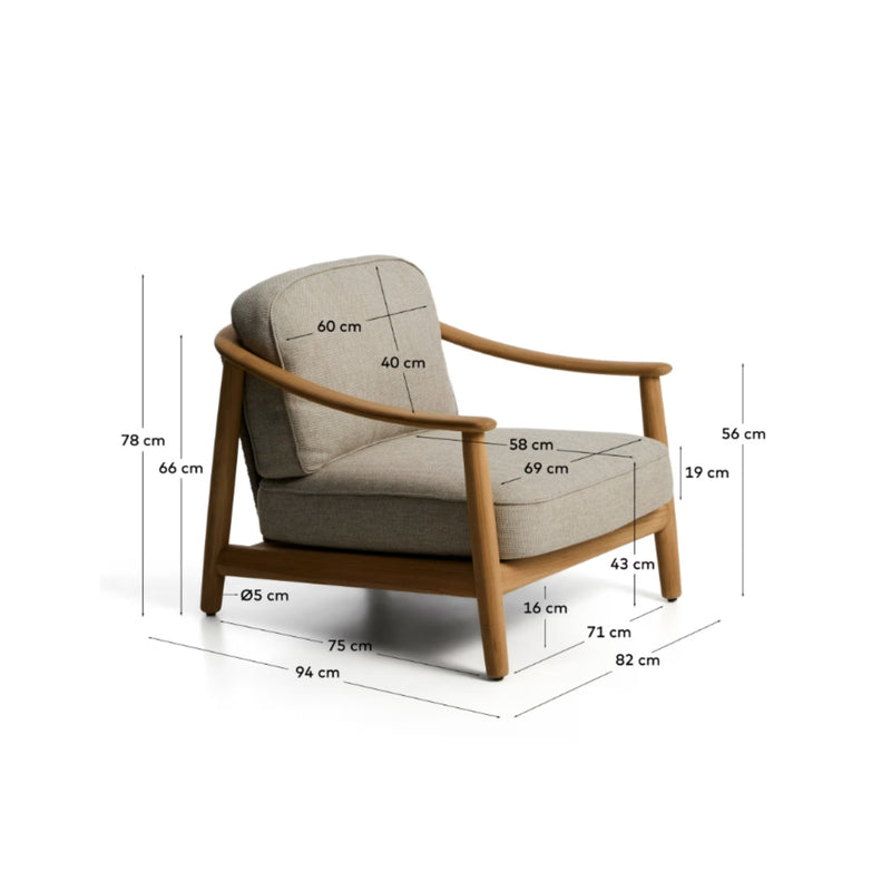 ELUNDA outdoor armchair in solid teak wood FSC 100%