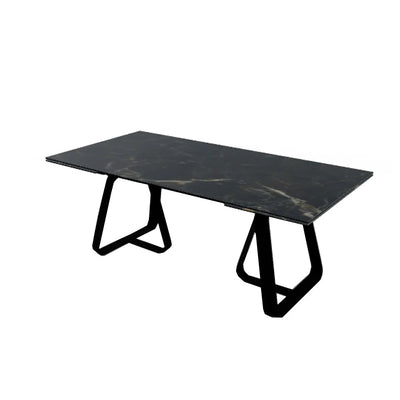 SUNSHINE Non-extending table with metal pedestal base.