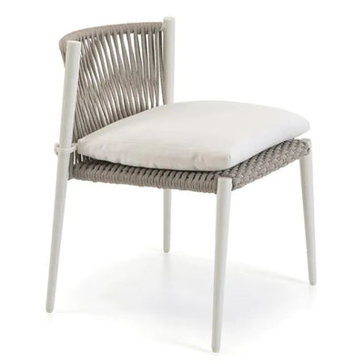 LUCE stackable chair in white aluminium and rope