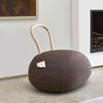 YUM YUM A soft padded pouf with a strong wooden backrest