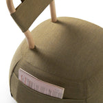 YUM YUM A soft padded pouf with a strong wooden backrest